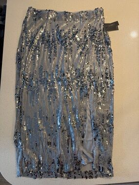 Eloquii Silver Sequin Skirt